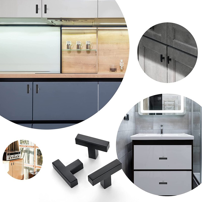 Square Modern Cabinet Handles Pulls Kitchen Drawer Stainless Steel Matte Black gallery