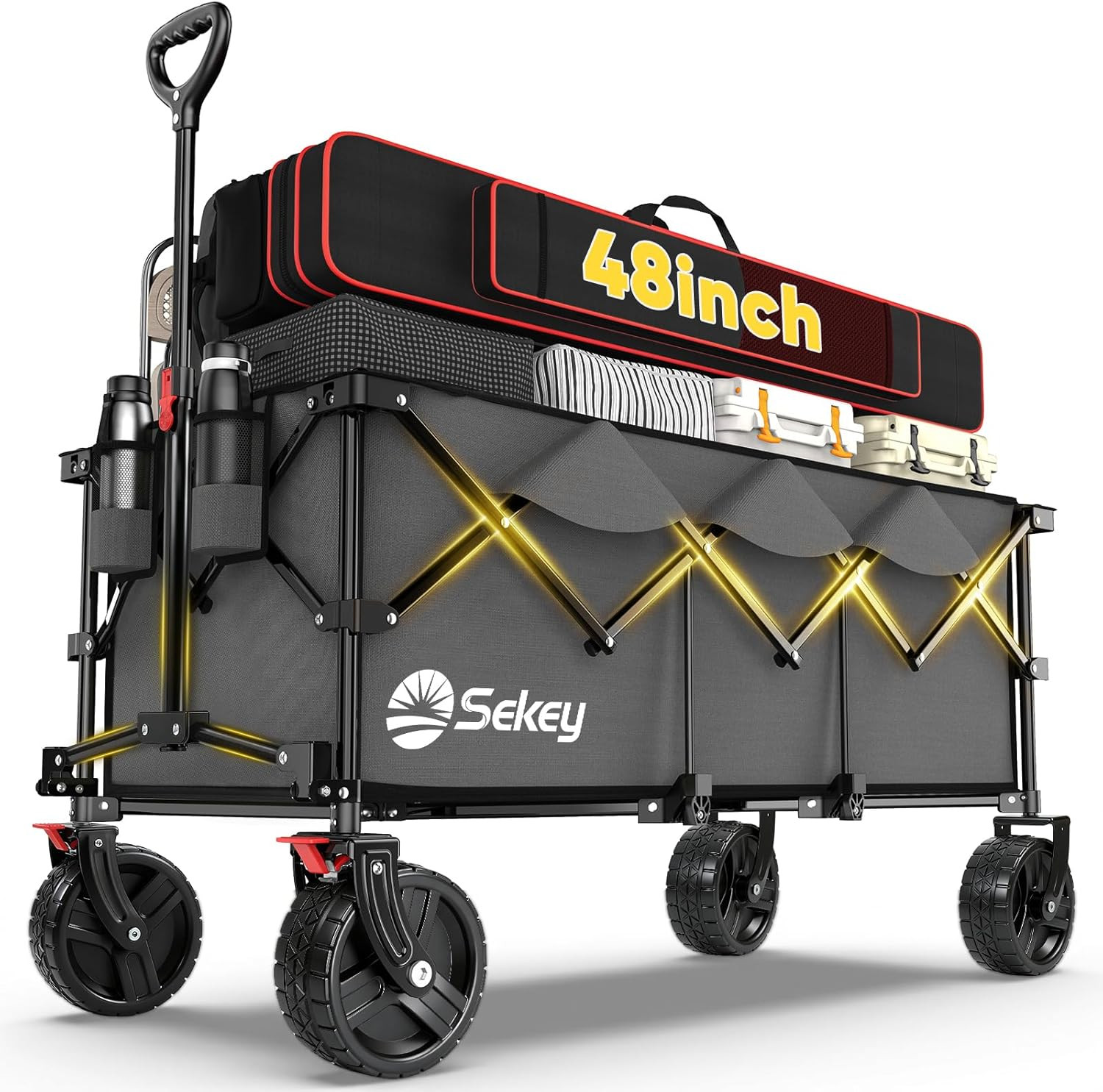 Sekey 48''L Collapsible Foldable Extended Wagon with 660Lbs Weight Capacity, Hea gallery