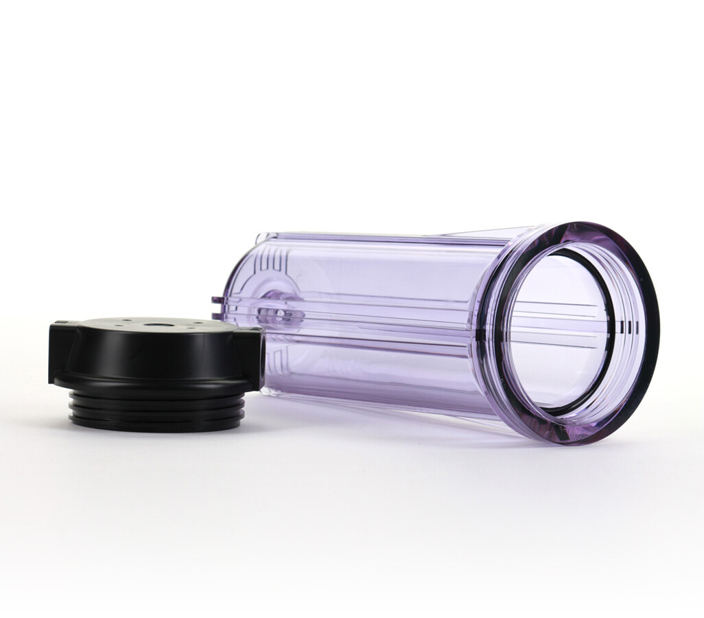 Hydronix RO Filtration Systems 10" Clear Housing w/ Black Flat Cap 1/4" Ports gallery