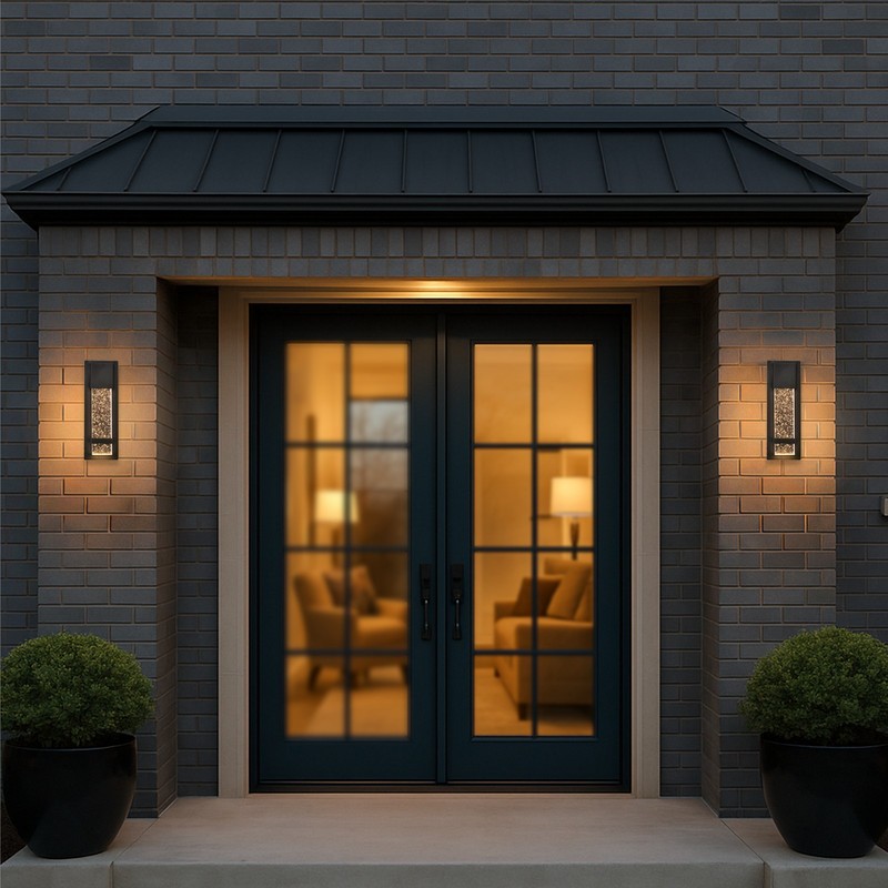 2-Pack Outdoor LED Wall Sconce, Modern Waterproof IP65 Black Porch Lights 3000K gallery