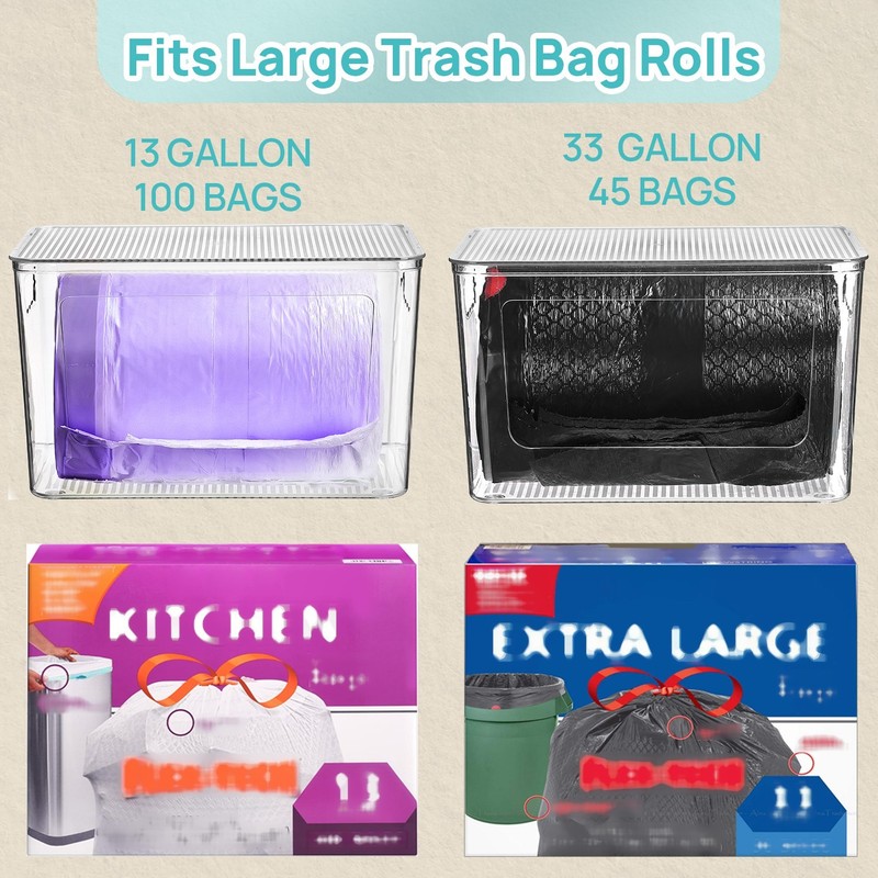 2 Pack Trash Bag Holder, Stackable Garbage Bag Dispenser for 13/30/33 Gallon Bag gallery