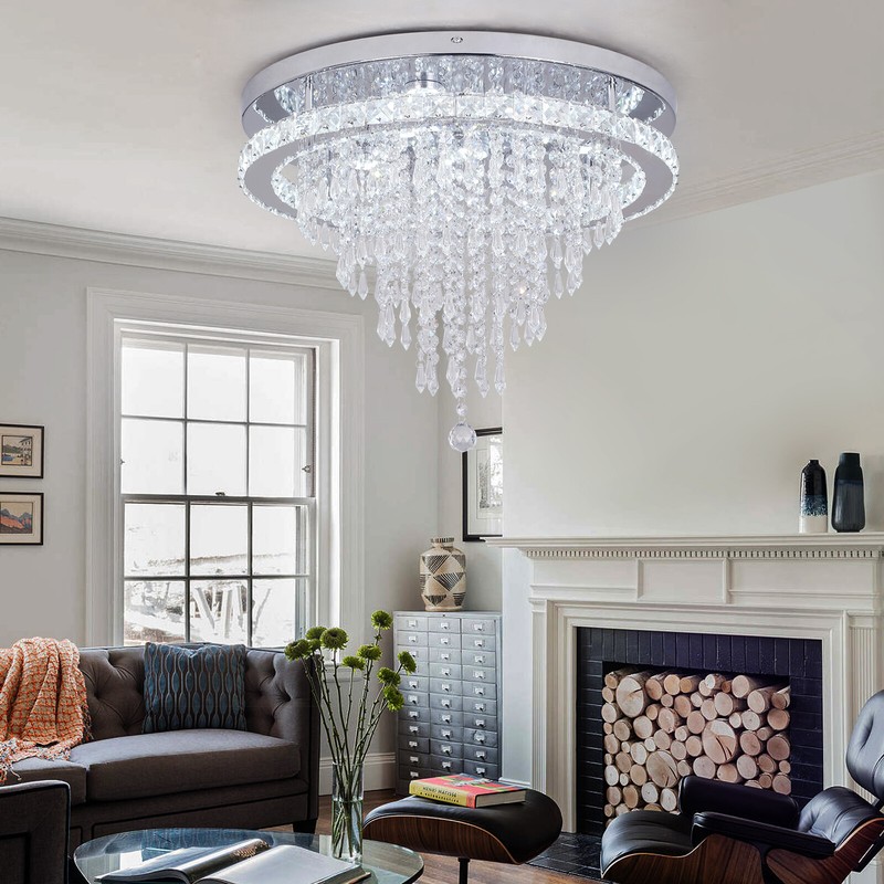 Modern LED Ceiling Light Dimmable Crystal Chandelier Bedroom Living Room Remote gallery