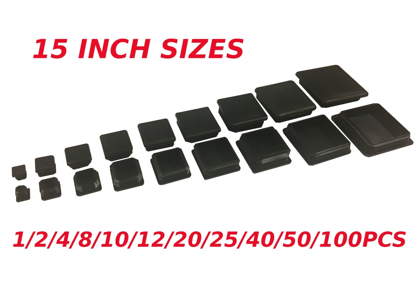 Square Plastic Black Blanking End Cap - Tube Pipe Chair Table Plug Bung Insert gallery