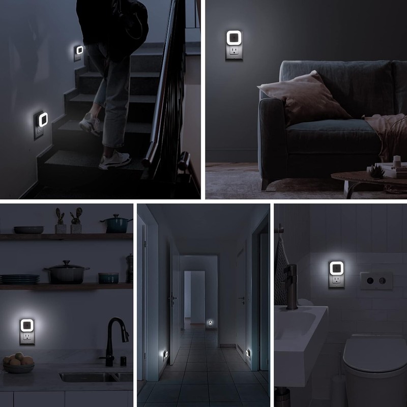 6 Pcs LED Night Light Lamp with Smart Sensor Dusk to Dawn , Daylight White 0.4W gallery