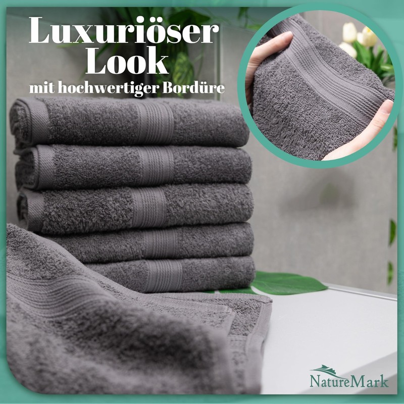 Anthracite Grey Soft Absorbent Cotton Hand Towels 20x40 Inch 8 PCS gallery
