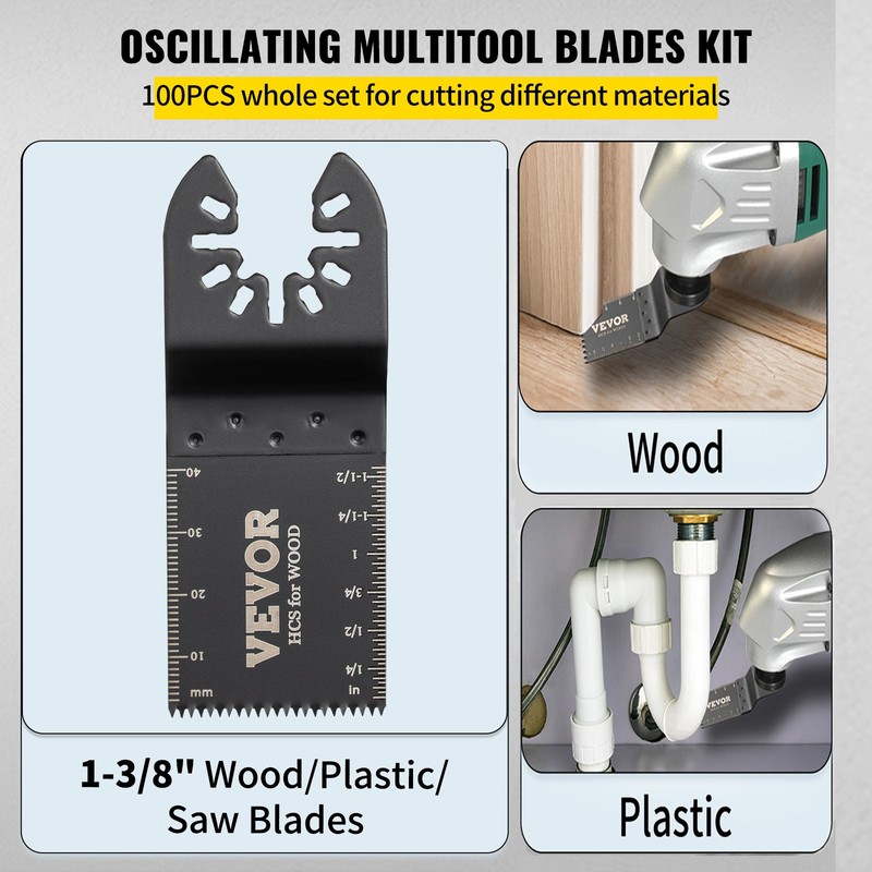 VEVOR Oscillating Multi Tool Saw Blades Multi Tool Blades 100PCS for Wood Metal gallery