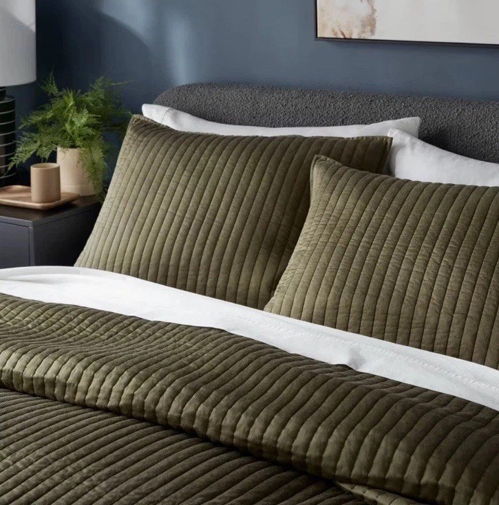 Threshold King Washed Cotton Sateen Quilted Sham Dark Olive Green New gallery
