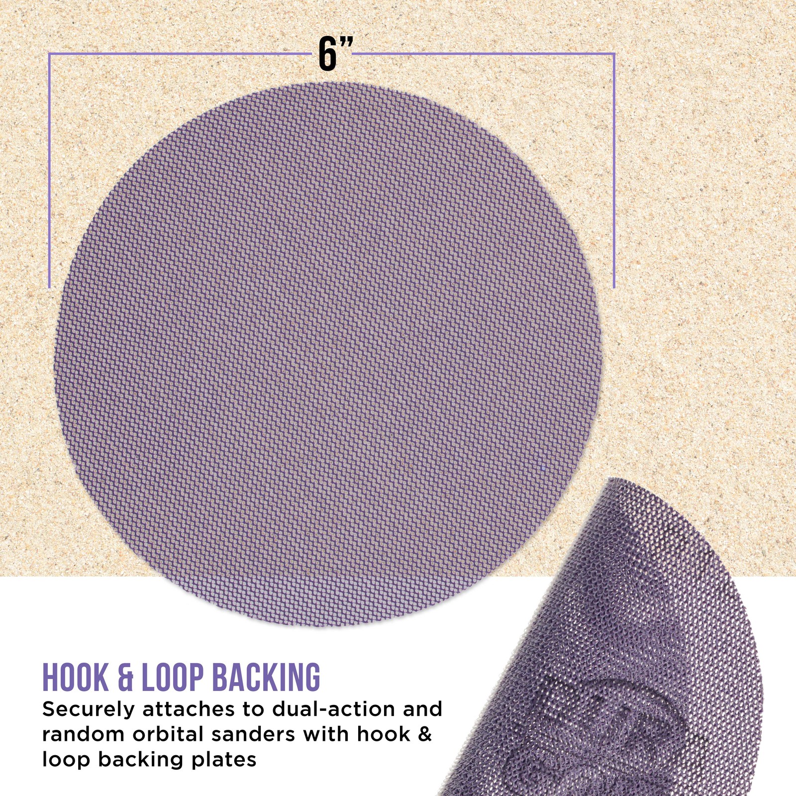 320 Grit 6" Purple Ceramic Mesh Sanding Discs, Box of 30 - Hook & Loop Sandpaper gallery