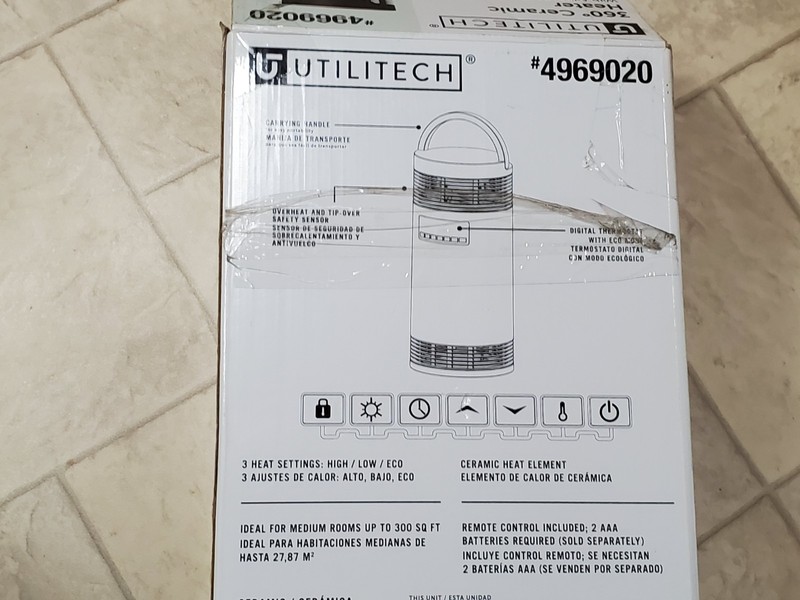 Utilitech 360' Ceramic Heater Adjustable Digital Thermostat 1500w 300sqft Remote gallery