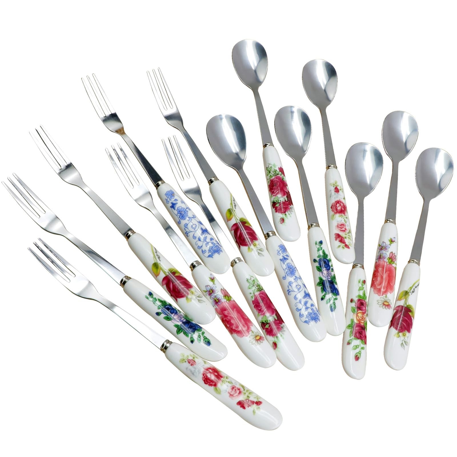 14Pcs Stainless Steel Spoons and Forks, Floral Coffee Dessert Ice Cream Spoon... gallery