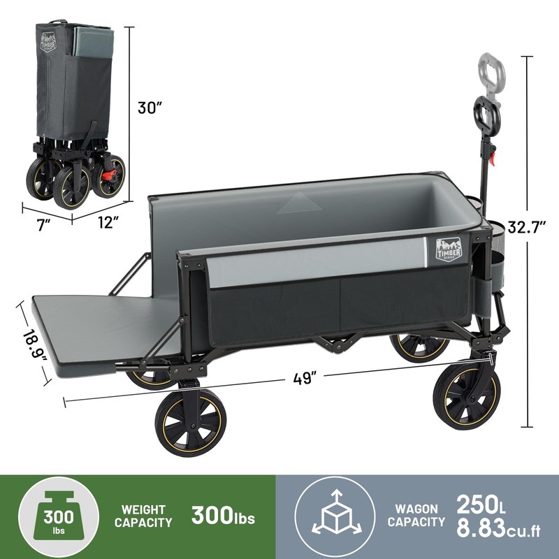 49" Extra Long Collapsible Folding Wagon With Tailgate And Brakes 300lbs Heavy D gallery