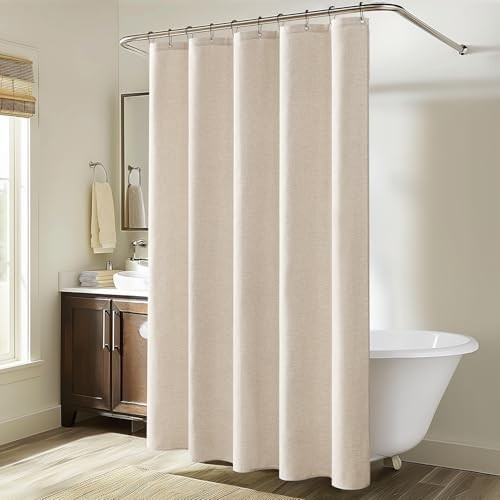Extra Long Linen Shower Curtain 84 Inch Long 60"W x 84"L (Pack of 1) Cream gallery