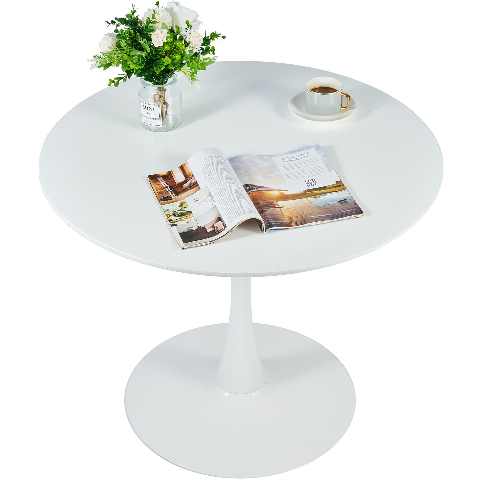 VONLUCE Round Dining Table, 36 Inch Tulip Table with MDF Top and Steel Base-Used gallery