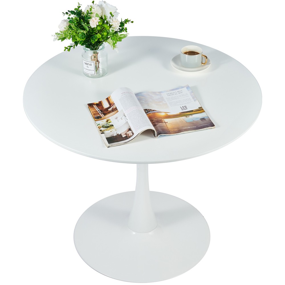 VONLUCE Round Dining Table, 36 Inch Tulip Table with MDF Top and Steel Base-Used