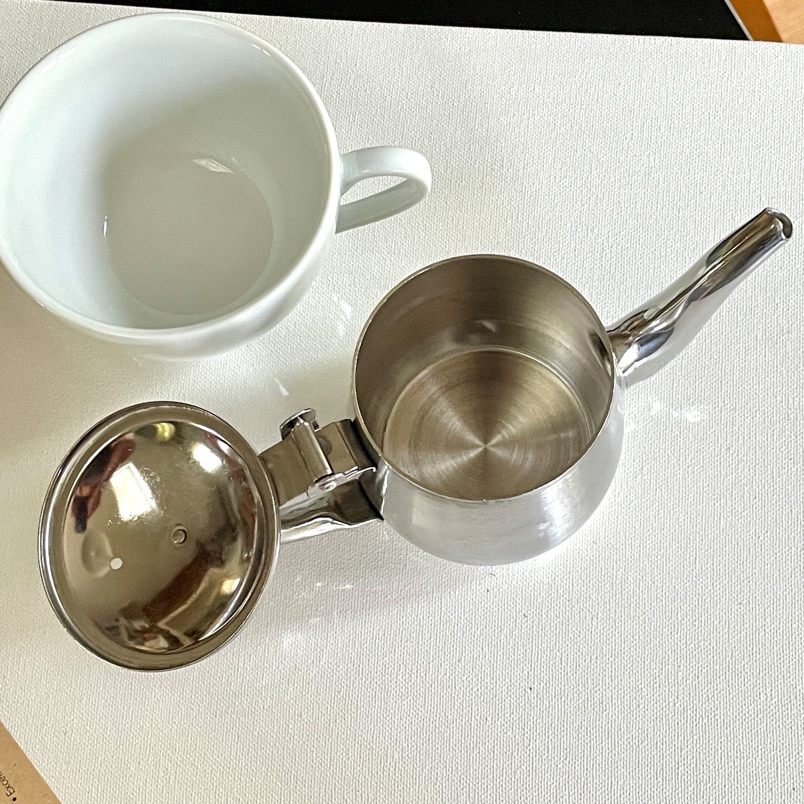 4" Stainless Steel Tea Pot Hotel Service Single Serve Flip Lid Industry gallery