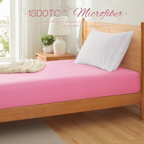1Pcs Cot Sheets 31" x 75" - 1800 Thread Count Cot Microfiber Fitted Pink gallery