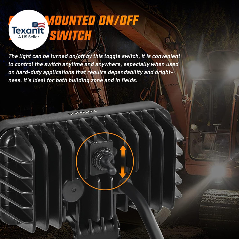 4.4 Inch Square Utility LED Work Light W/Integrated Toggle Switch, 2PCS 36W 150° gallery