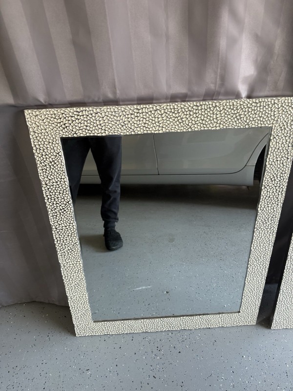Set of 2 Framed White Rectangular Wall Mirrors, Vertical, 32 x 28 in gallery