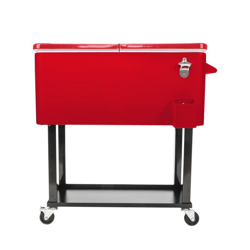Rolling CoolerCart 80QT Patio Cooler Ice Chest Party Cooler Cart Camping BBQ gallery