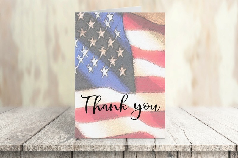 American Flag Custom Note Card Set- 4 1/4 x 5 1/2 in. 10 Boxed Note Cards- 14352 gallery