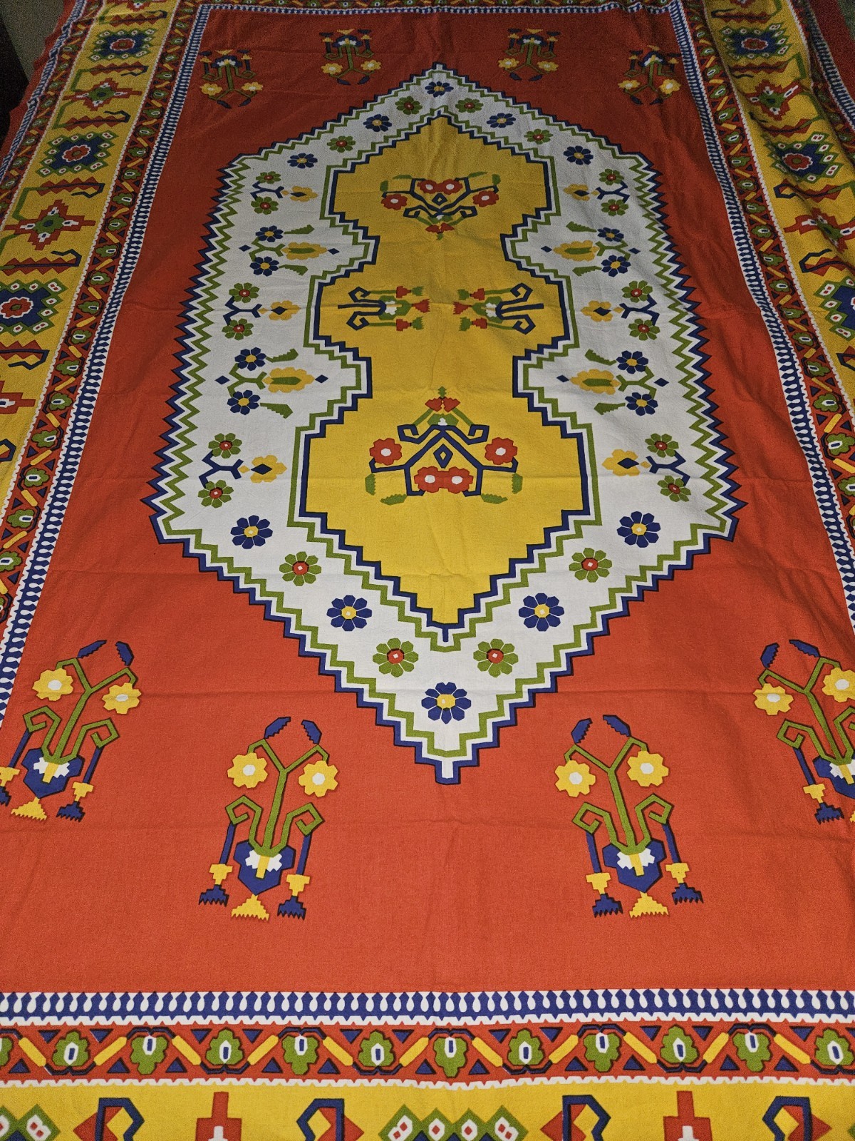 Sacred Threads Colorful Boho Flowers Cotton Tablecloth Or Wall Hanging 84 x 58 gallery