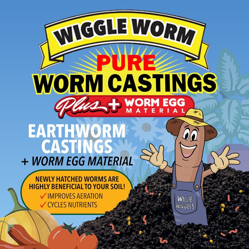 WIGGLE WORM Plus Worm Egg Material Soil Fertilizer For Gardening/Planting, 40 lb gallery