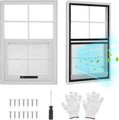 2-Pack Sliding Shed Windows with Tempered Glass & Screen for Garage & Playhouse