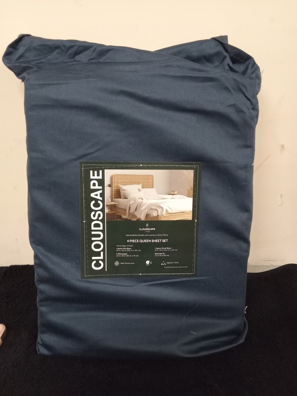 CloudScape Linen 4 Piece Queen Sheet Set 1000 Thread Count Dark Denim gallery