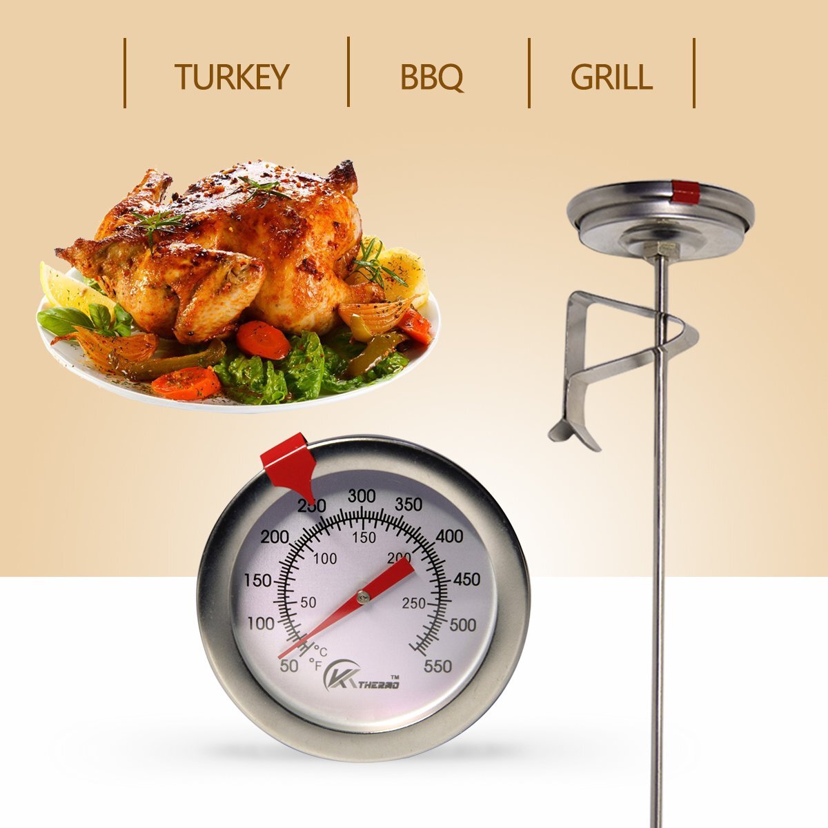 Deep Fry Thermometer With Instant Readdial Thermometer6" Stainless Steel Stem Me gallery