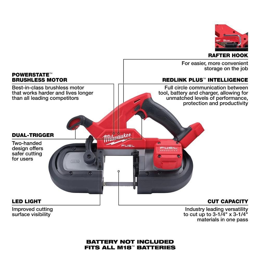 Milwaukee Tool 2829S-20 M18 Fuel Compact Dual-Trigger Band Saw (Tool-Only) gallery