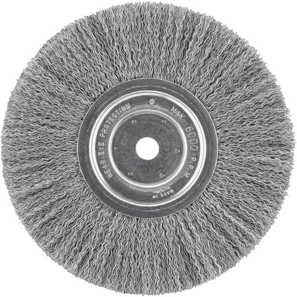 Wire Wheel, 8-Inch, Crimped, 5/8-Inch Arbor, Wide Face, .014-Inch (DW4907) gallery