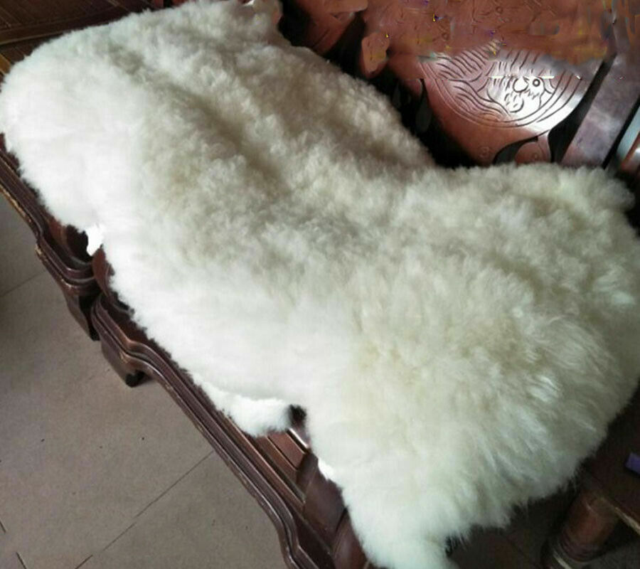 Ivory Real Sheepskin Rugs Fluffy Fur Sofa Couch Mats Soft Skin Fur Car Seat Pads gallery