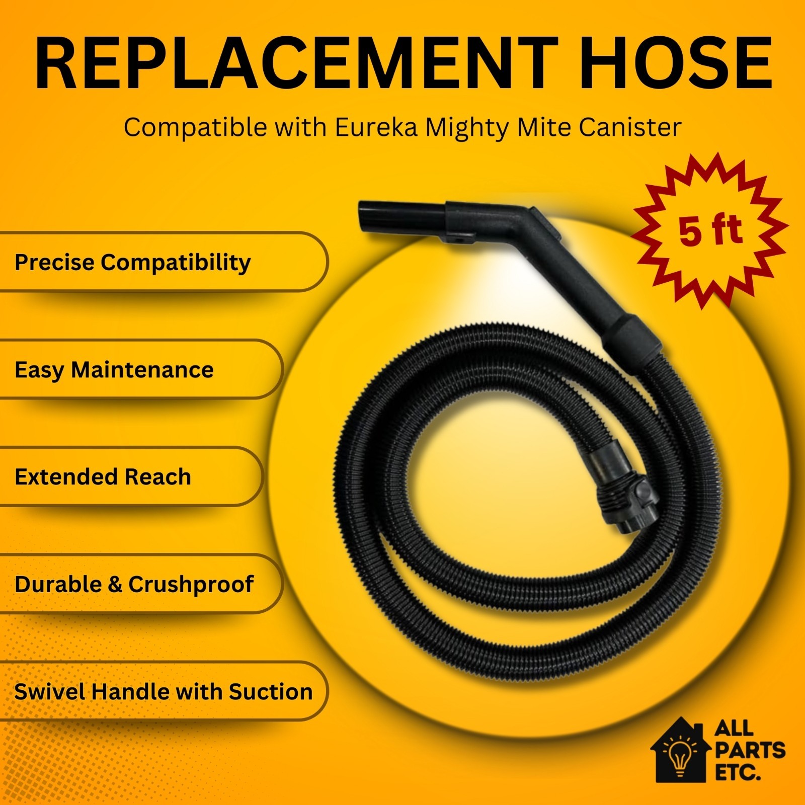 5 Ft Replacement Hose for Eureka Mighty Mite Canister Vacuum Models Part 60289-1 gallery