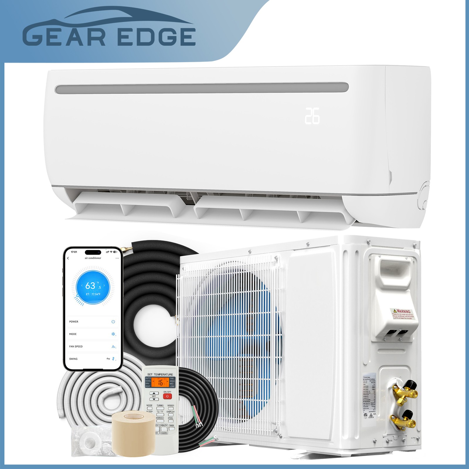 18000 BTU Ductless Mini Split Heat Pump - 19 SEER2, 208-230V Power 18K gallery