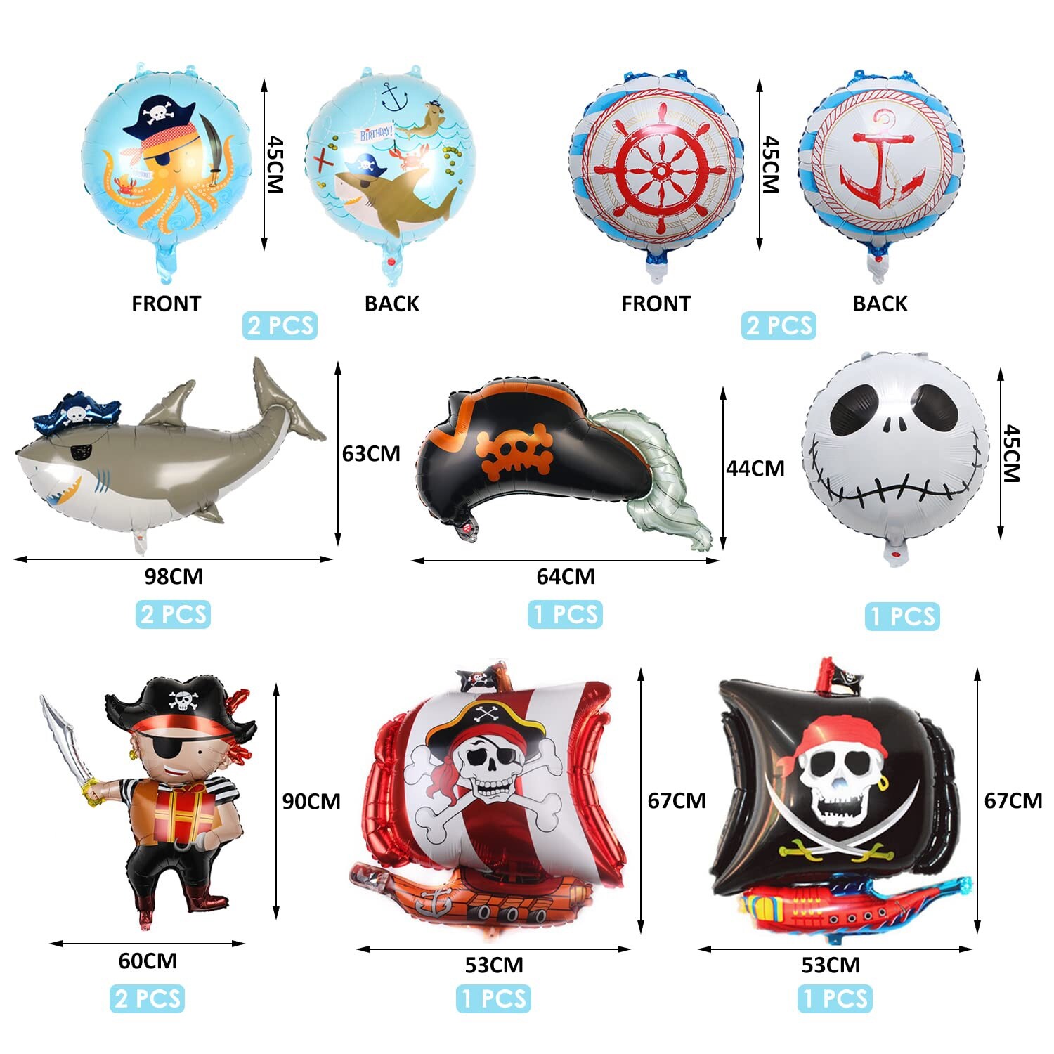 Pirate Balloons Set, 12 Pieces, Multi-coloured, Halloween Theme gallery