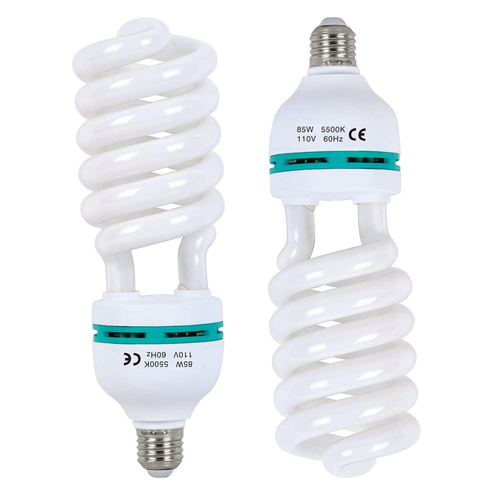 2 X 85W Light Bulb 5500K CFL Daylight Spiral Softbox Bulb in E27 Socket for Phot gallery