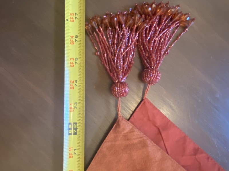 Hobby Lobby Table Runner 13”x 72" Rust/orange With Beaded Tassels And Sequins gallery