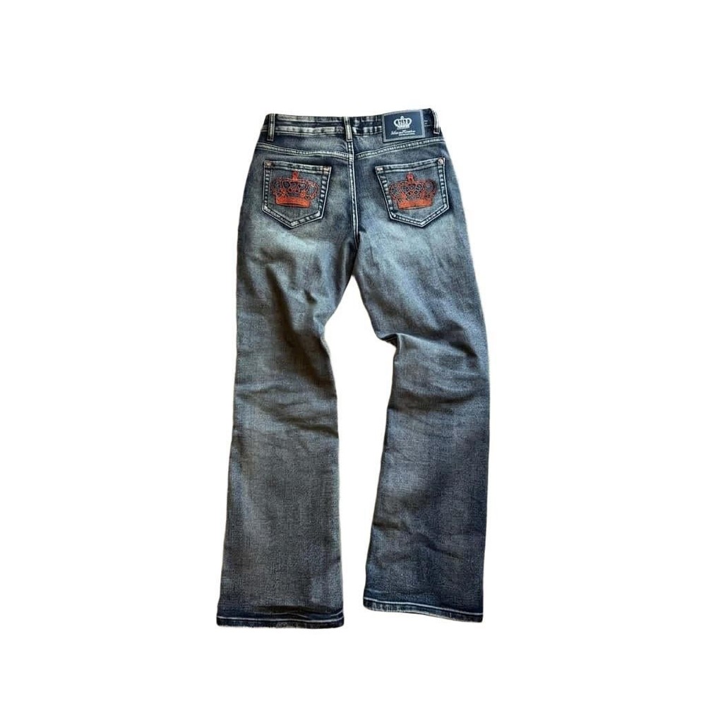 Mid-Rise Bootcut Distressed Crown Flare Jeans