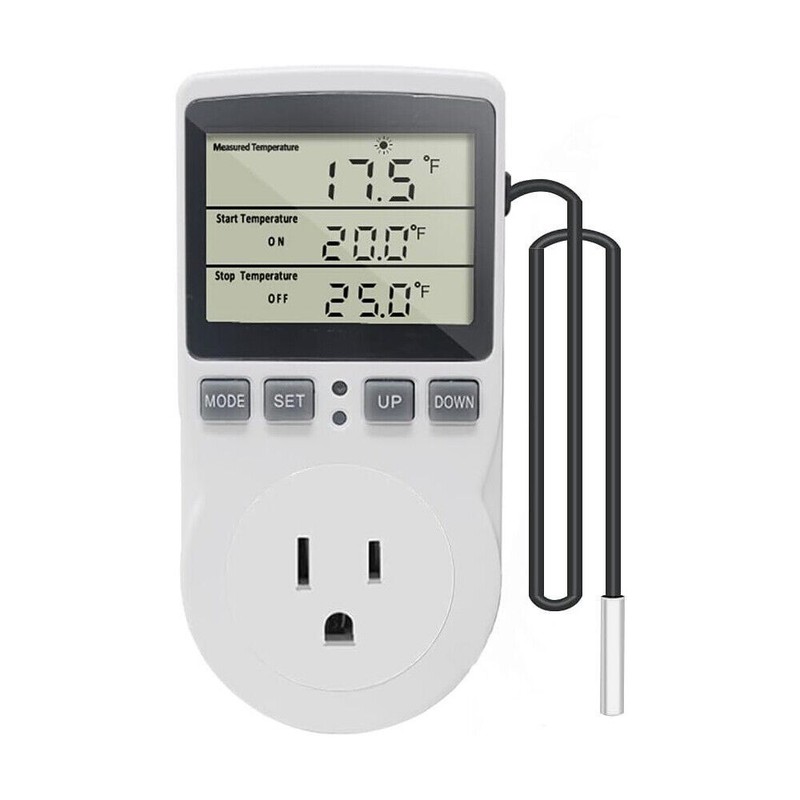 Temperature Controller Heating Cooling with Probe Digital Thermostat Outlet Plug gallery