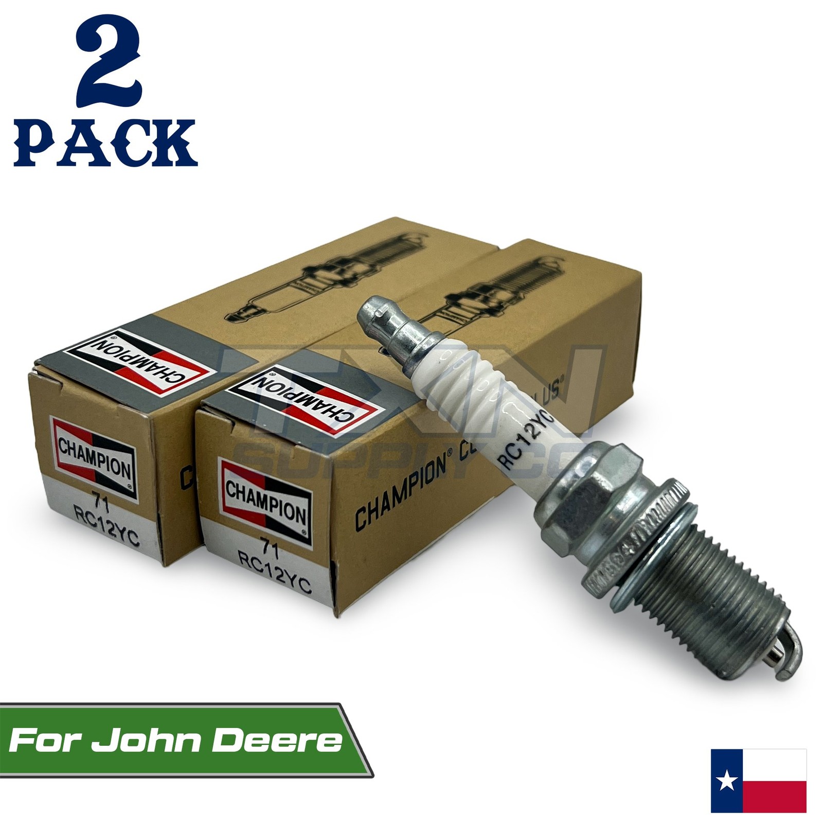 2 Pack Champion Spark Plug - For John Deere Lawn Tractor D100 M78543 gallery