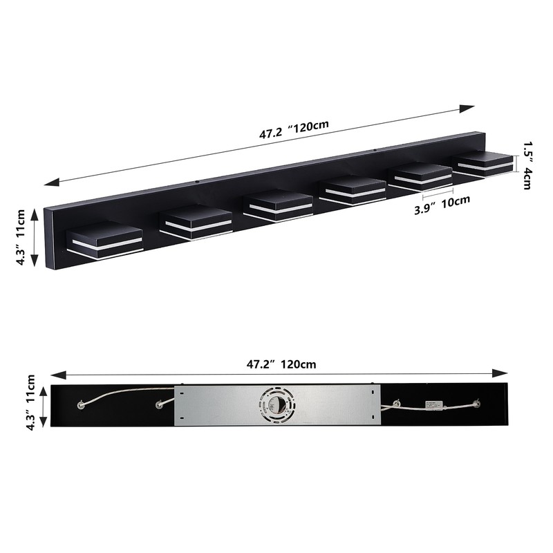 LED 47'' Vanity 6 Light Modern Matte Black for Bathroom Mirror Wall Lamp Fixture gallery