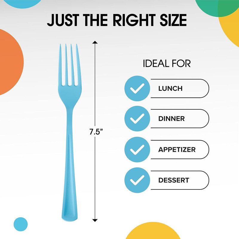 Party Solids Light Blue Plastic Forks 200 Pcs Light Blue Forks Disposable Utensi gallery