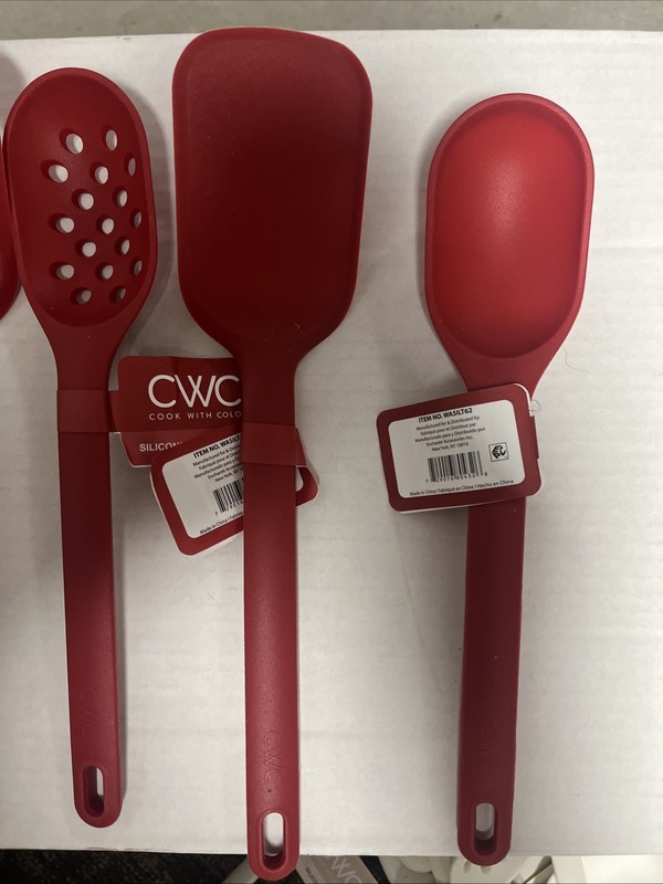 NWT 5 Pc RED Kitchen Silicone Utensils Spatula Turners Spoons Slotted Solid gallery