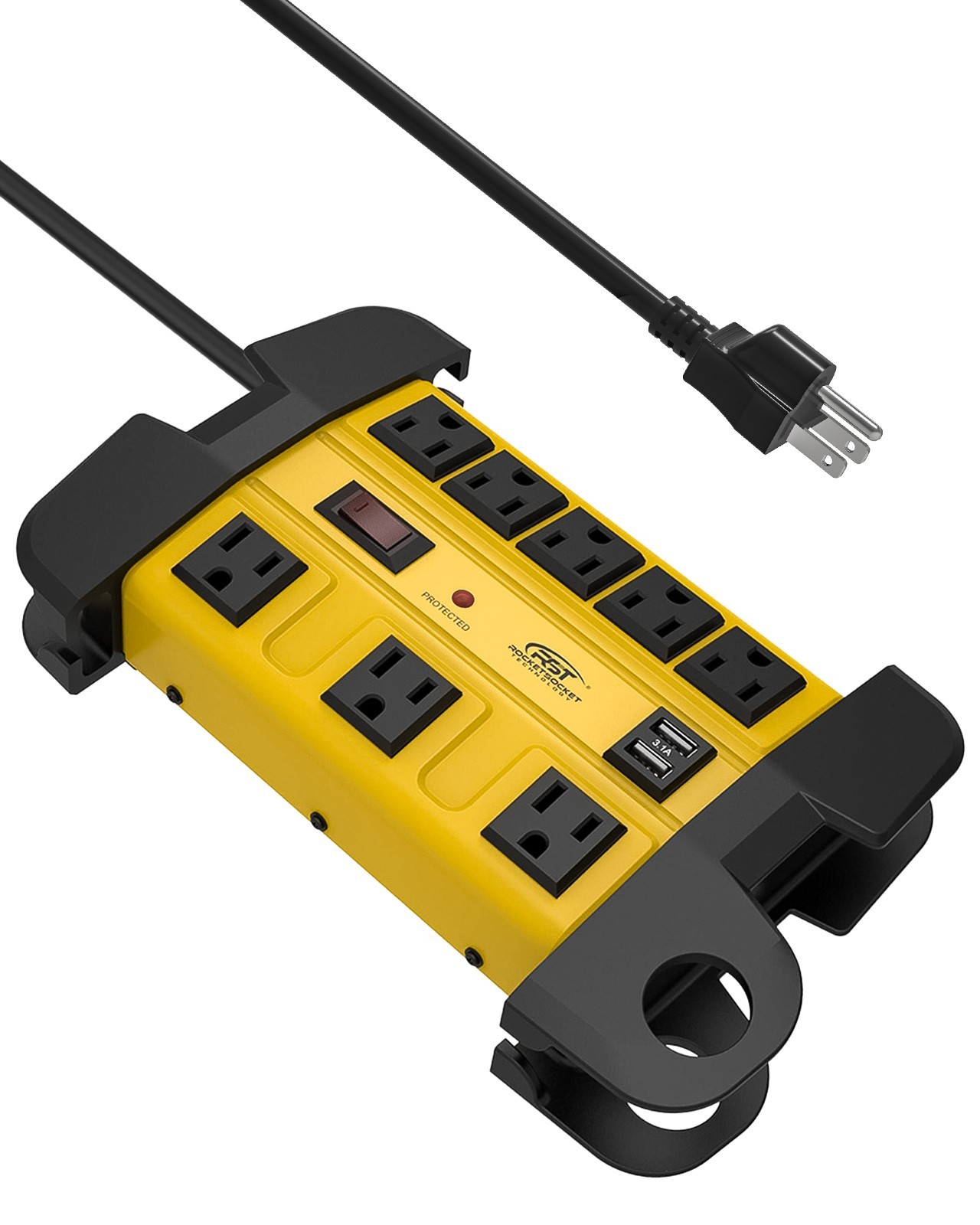 CRST 8-10 Outlets Heavy Duty Power Strip Surge Protector 2800J 15FT Power Cord gallery