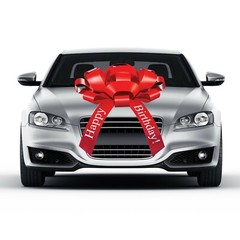 Large Happy Birthday Car Bow, No Assembly Necessary, Giant Birthday Bow