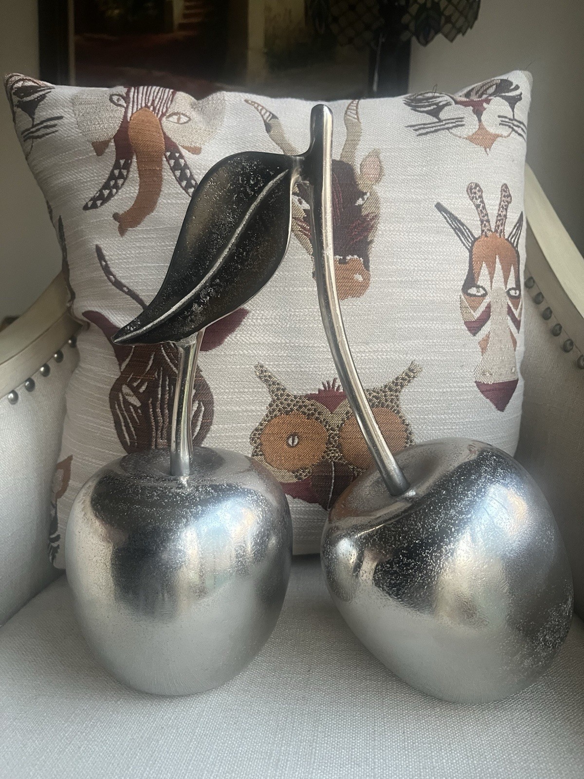 Real Metal Double Cherry Accent Decor. HIGH QUALITY gallery