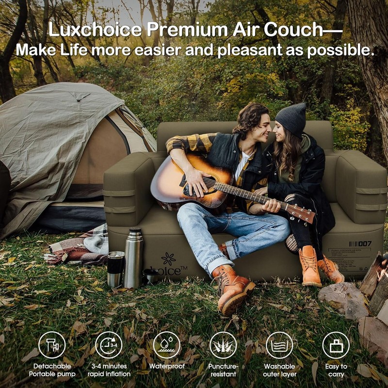 Inflatable Sofa Multifunctional Air Couch with Built-In Pump Portable Luxury USA gallery