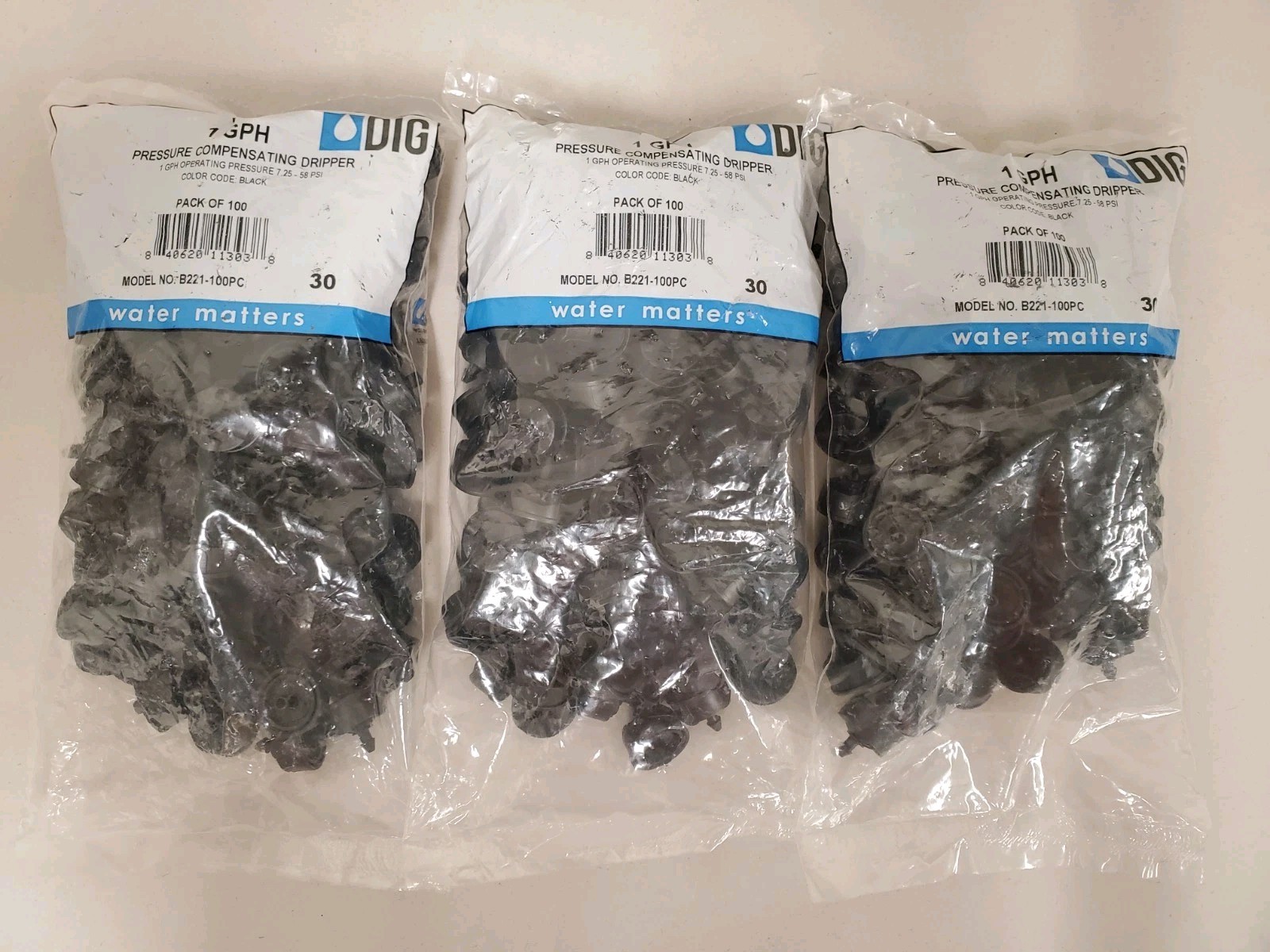 *3 100-Packs* DIG 1 GPH Compensating Drippers (B221-100PC) = 300 TOTAL gallery