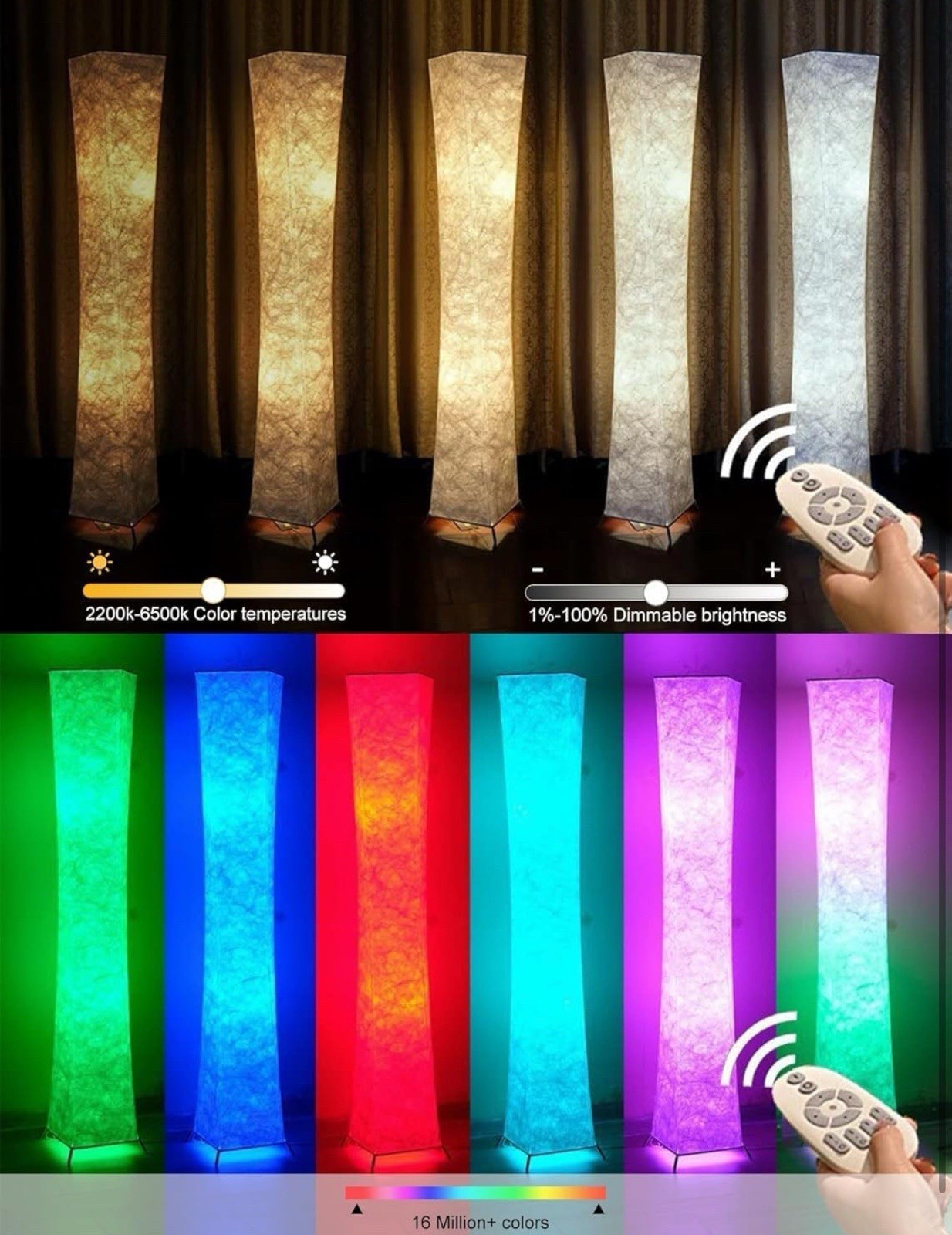 LEONC Floor Lamp with Remote, Tuya Smart 9w×2 Bulbs Included, 65" Smart Moder... gallery