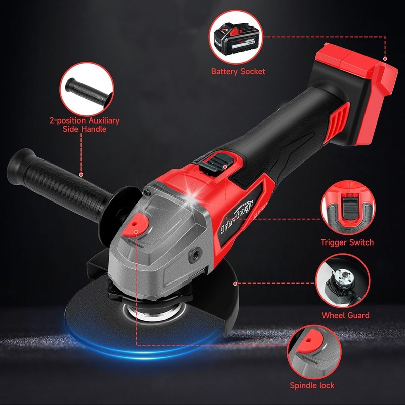 Cordless Angle Grinder 4-1/2" Brushless, 8000 RPM, Battery Powered for Cutting, gallery